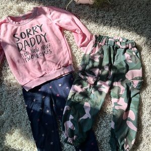 Girl 3T Sorry Daddy bundle outfit set with army pants. Cute fall look fo…